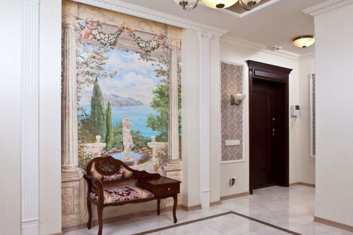 panels in the interior of the hallway