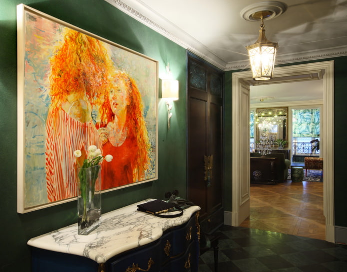 oil painting in the interior of the hallway