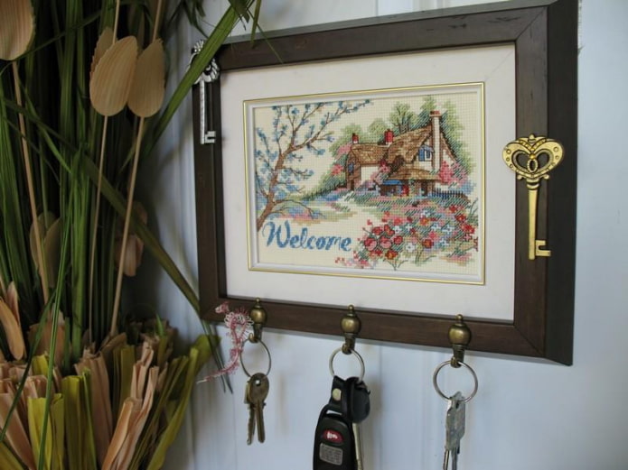 embroidered picture in the hallway