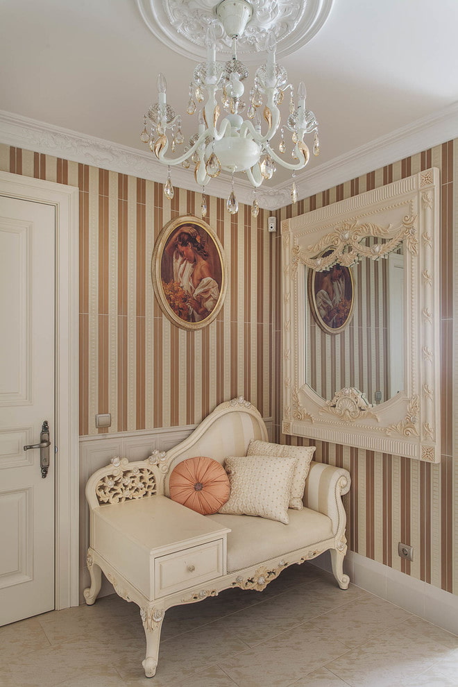 painting in the interior of a classic hallway