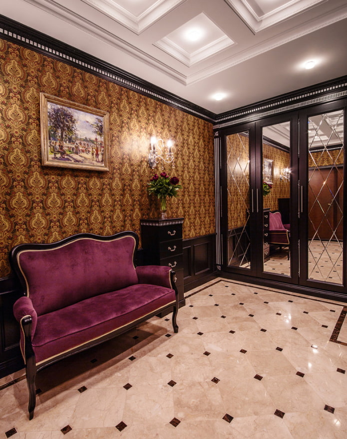 painting in the interior of a classic hallway