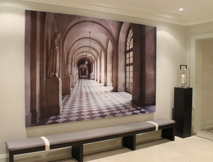 3d canvas in the interior of the hallway