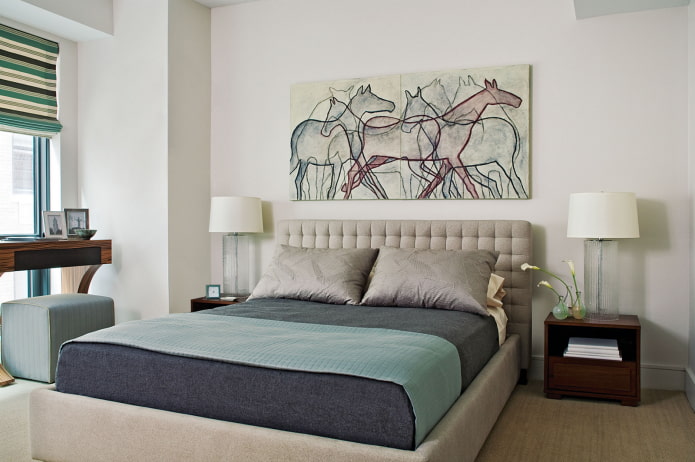 the picture on the wall above the bed in the interior the picture on the wall above the bed in the interior