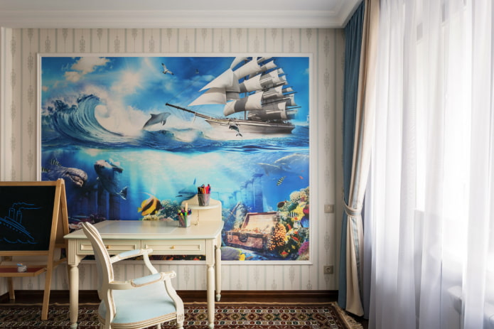 3d picture on the wall in the interior 3d picture on the wall in the interior