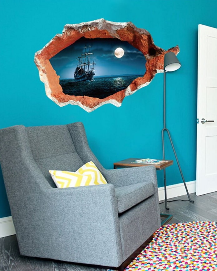 sticker on the wall in the interior