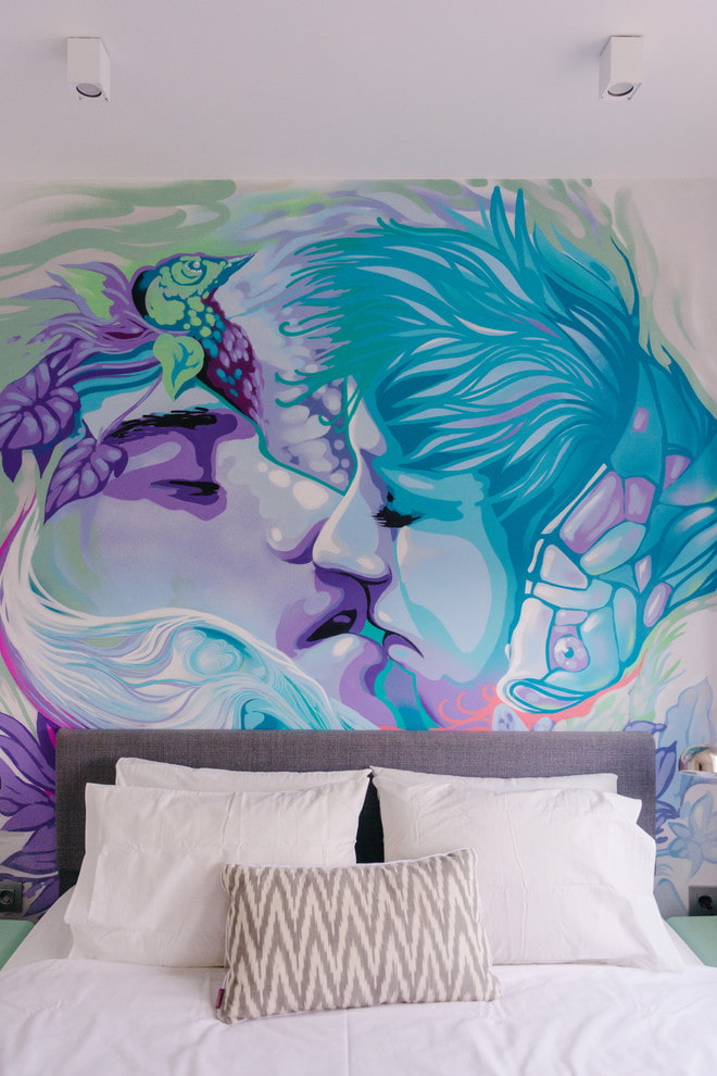 drawing on the wall in the interior