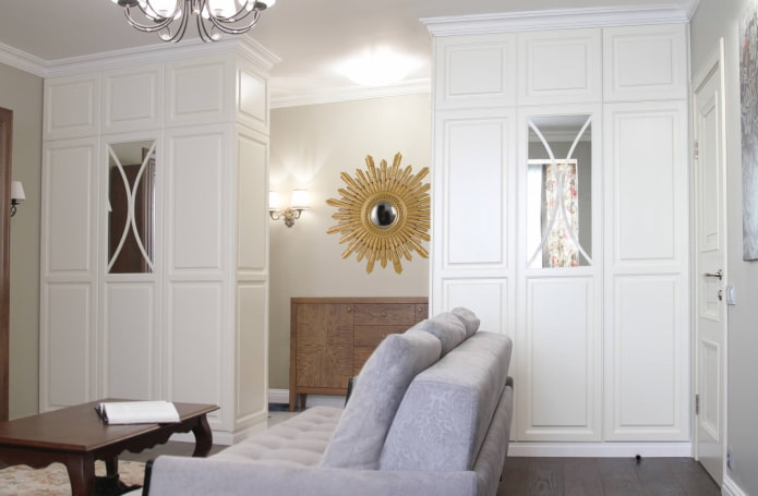 white cabinets in the form of a partition in the interior white cabinets in the form of a partition in the interior