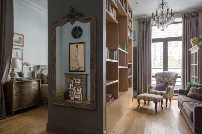 wardrobe in the form of a partition in the interior in a classic style wardrobe in the form of a partition in the interior in a classic style