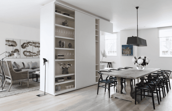wardrobe in the form of a partition in the interior of the kitchen-living room wardrobe in the form of a partition in the interior of the kitchen-living room