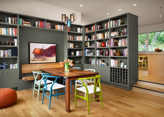 partition in the form of a corner rack in the interior partition in the form of a corner rack in the interior