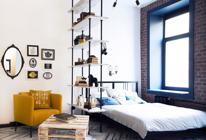 partition in the form of a rack in the interior partition in the form of a rack in the interior