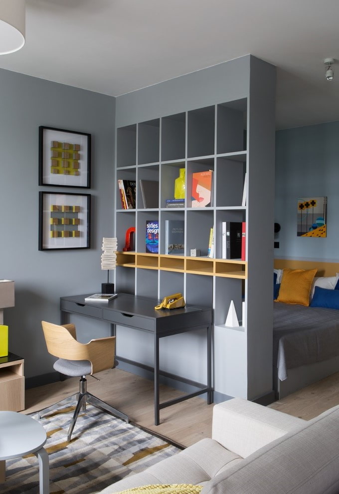 a partition in the form of a plasterboard rack in the interior a partition in the form of a plasterboard rack in the interior