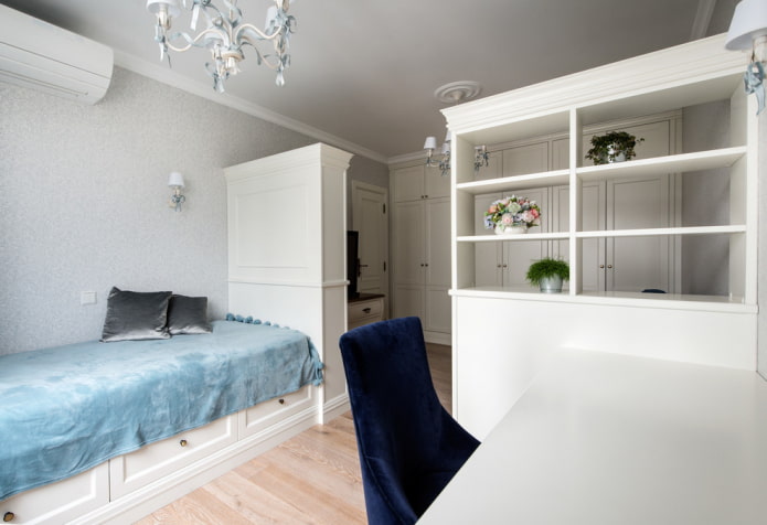 partition in the form of a rack with flowers in the interior partition in the form of a rack with flowers in the interior