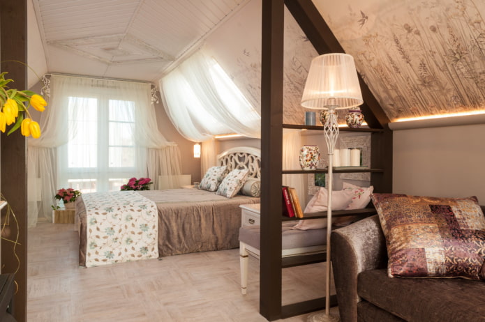 partition in the form of a rack in the interior of the attic partition in the form of a rack in the interior of the attic