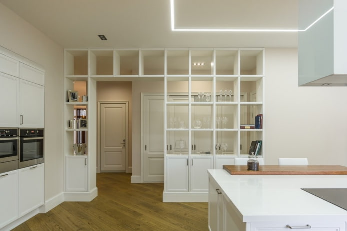 partition in the form of a rack in the interior of the kitchen partition in the form of a rack in the interior of the kitchen