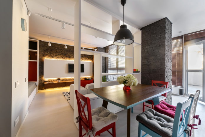 wardrobe-partition in the interior of the kitchen-living room wardrobe-partition in the interior of the kitchen-living room