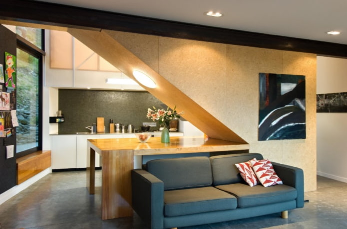 partition made of MDF in the interior of the kitchen-living room partition made of MDF in the interior of the kitchen-living room