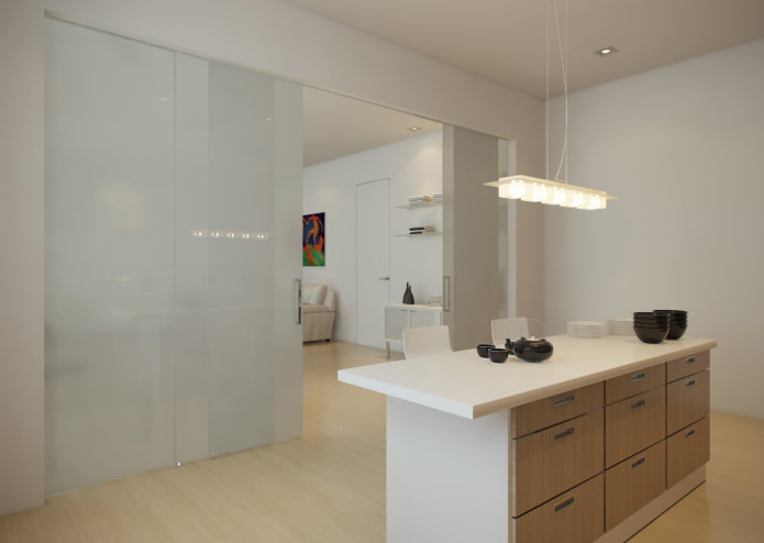 plastic partition in the interior of the kitchen-living room plastic partition in the interior of the kitchen-living room