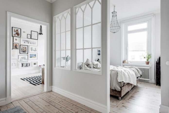 plasterboard partition with windows in the interior plasterboard partition with windows in the interior