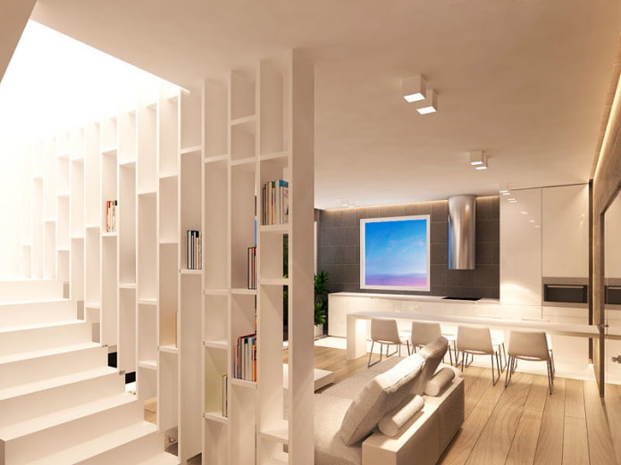 plasterboard partition with stairs in the interior plasterboard partition with stairs in the interior