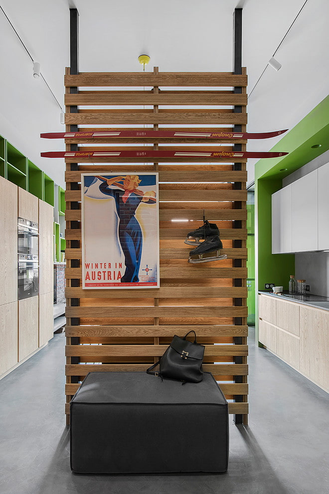 wooden partition in the interior wooden partition in the interior