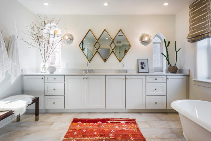 curly mirror in the interior of the bathroom curly mirror in the interior of the bathroom