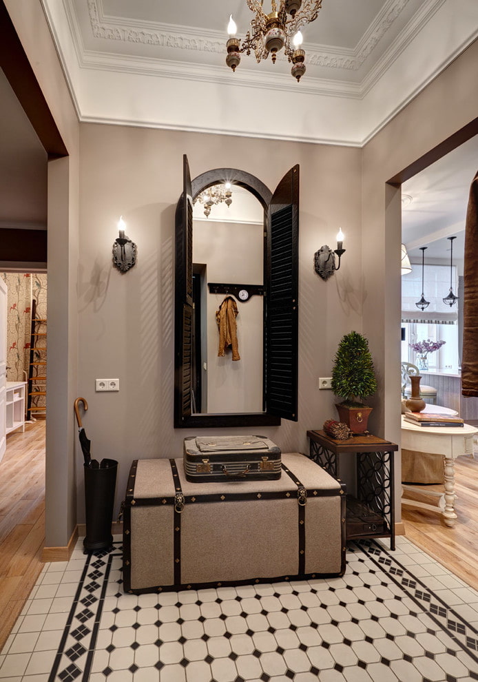 mirror with sconces in the interior of the hallway mirror with sconces in the interior of the hallway