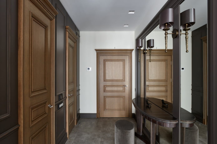 mirror with sconces in the interior of the hallway mirror with sconces in the interior of the hallway