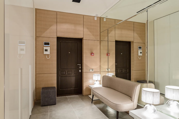 full-wall mirror in the interior of the hallway full-wall mirror in the interior of the hallway