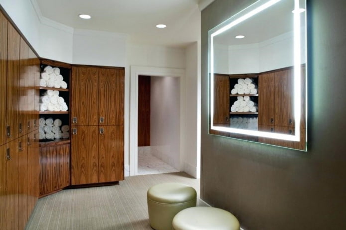 mirror with contour lighting in the interior of the hallway mirror with contour lighting in the interior of the hallway