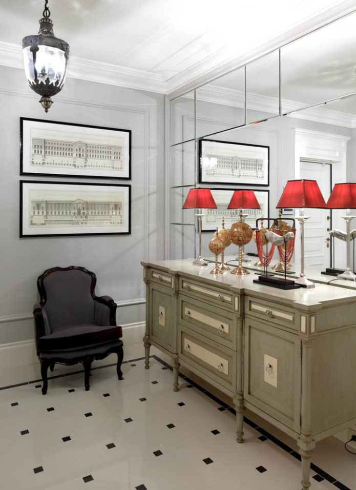 beveled mirror on the wall in the interior beveled mirror on the wall in the interior