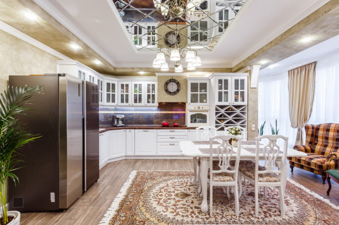 beveled mirror on the ceiling in the interior beveled mirror on the ceiling in the interior