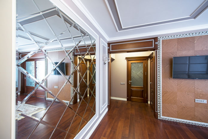 large faceted mirror in the interior large faceted mirror in the interior