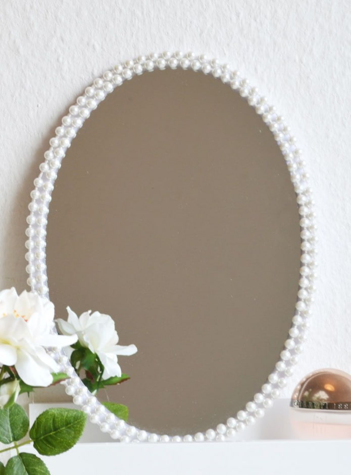 mirror decorated with beads