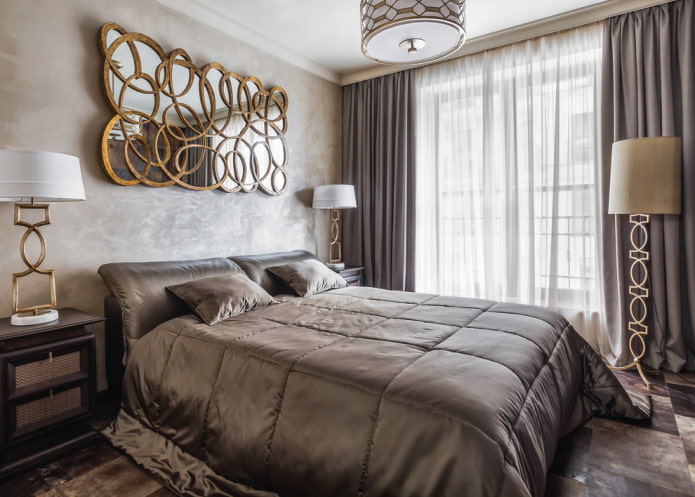 mirror above the bed in the interior of the bedroom mirror above the bed in the interior of the bedroom