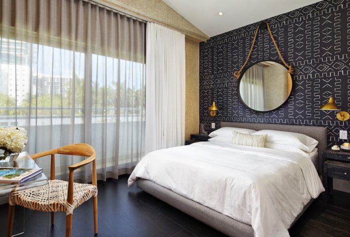 mirror above the bed in the interior of the bedroom mirror above the bed in the interior of the bedroom