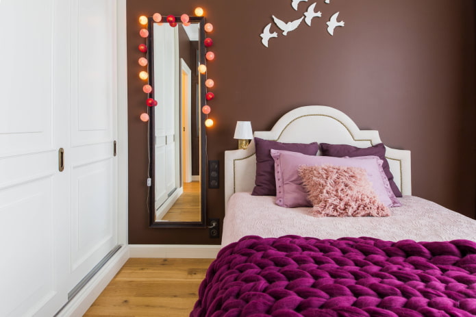 narrow mirror in the interior of the bedroom narrow mirror in the interior of the bedroom