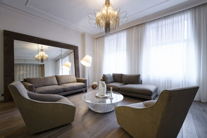 mirror in a frame in the interior of the hall