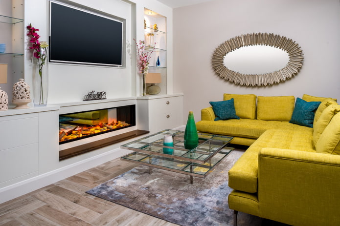 oval mirror in the hall