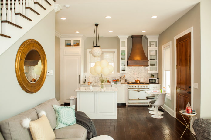 mirror in the interior of the kitchen-living room mirror in the interior of the kitchen-living room