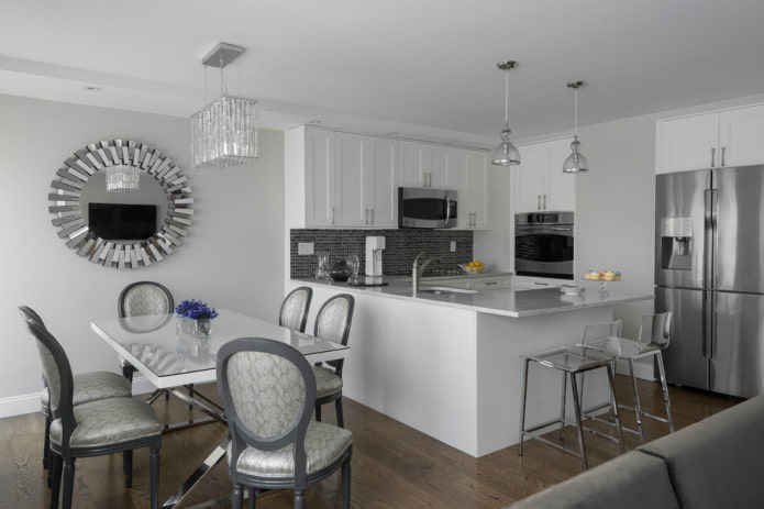 mirror in the shape of the sun in the interior of the kitchen mirror in the shape of the sun in the interior of the kitchen