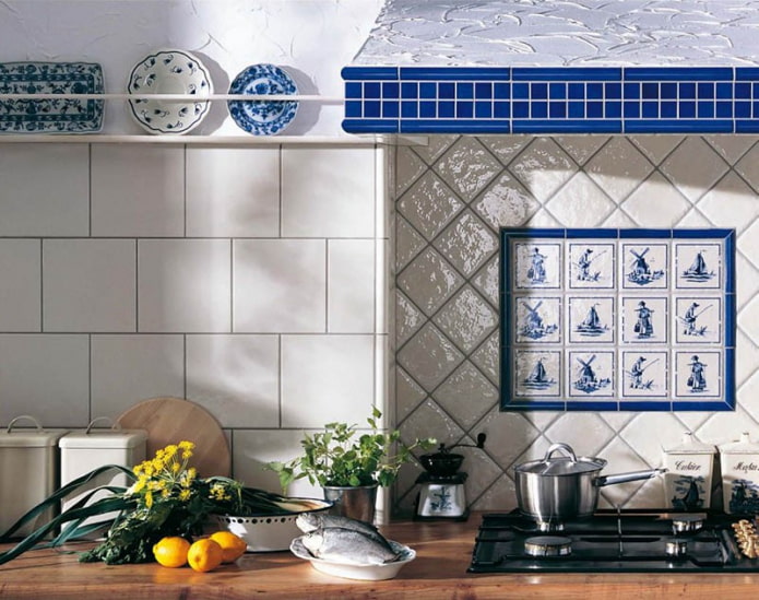 panels from ceramic tiles in the interior of the kitchen panels from ceramic tiles in the interior of the kitchen