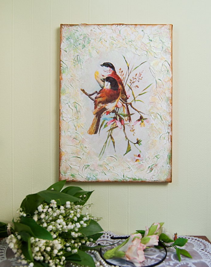 wall panel in decoupage technique in the interior wall panel in decoupage technique in the interior