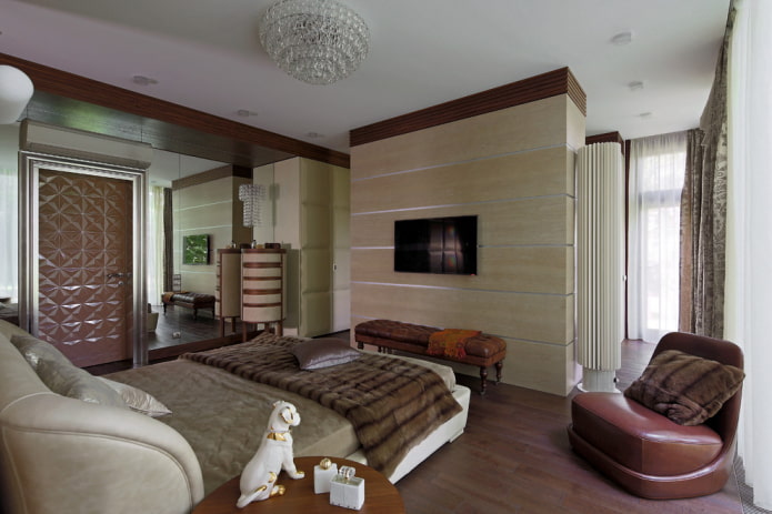 TV in the partition in the interior of the bedroom TV in the partition in the interior of the bedroom