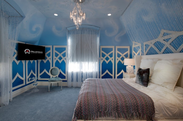 TV in the corner in the interior of the bedroom TV in the corner in the interior of the bedroom