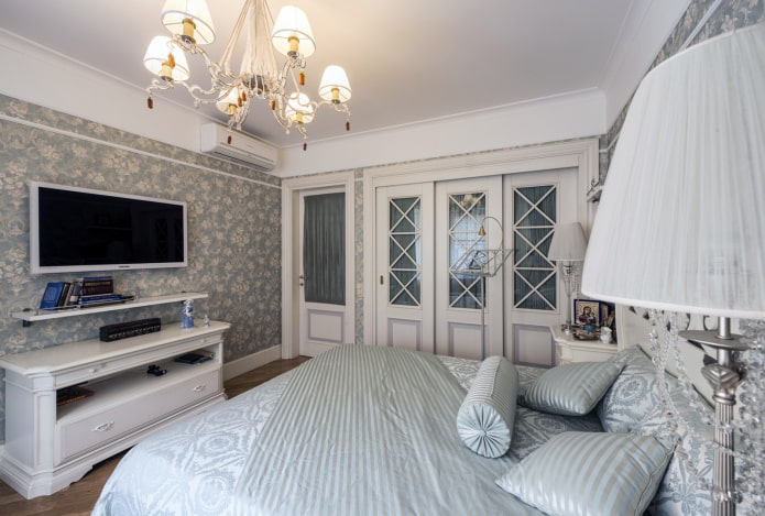 TV in the interior of the bedroom in Provence style TV in the interior of the bedroom in Provence style