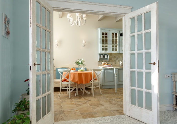 doors in the interior of the kitchen in the style of Provence