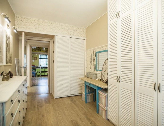 wardrobe doors in Provence style dressing room interior