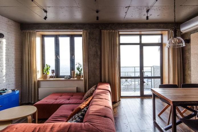 balcony door in a loft-style interior balcony door in a loft-style interior