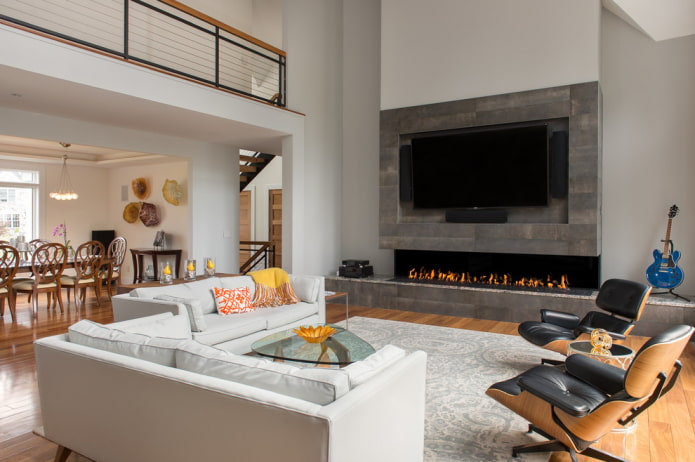fireplace and TV in the interior of the living room in a modern style fireplace and TV in the interior of the living room in a modern style